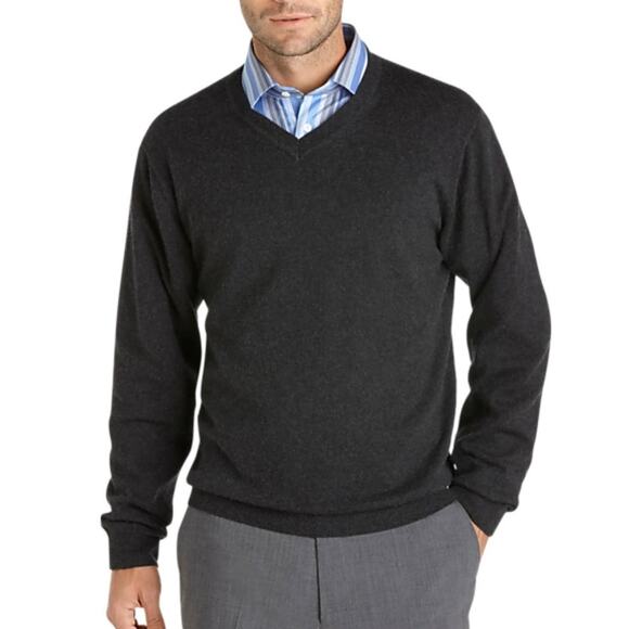 RoundTree & Yorke Platinum Label Angora Cashmere V Neck Sweater Mens XXL Gray - Picture 1 of 10